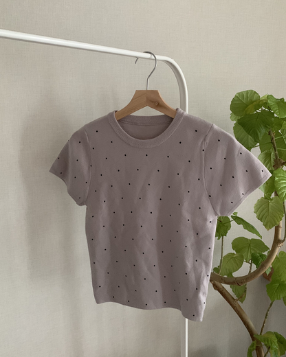 ラウンドネック水玉Tシャツ AY1292