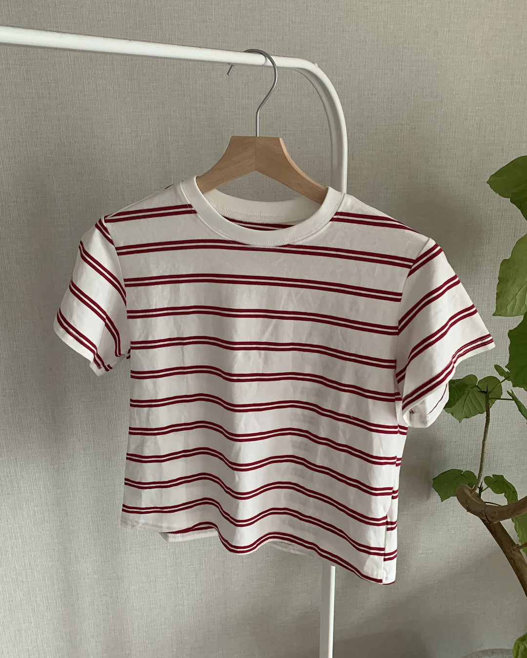 クロップドダブルボーダーTシャツ AY1301