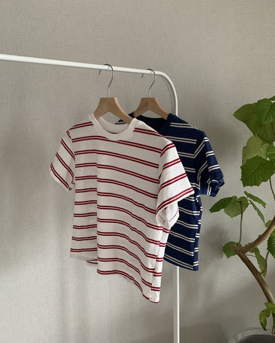 クロップドダブルボーダーTシャツ AY1301