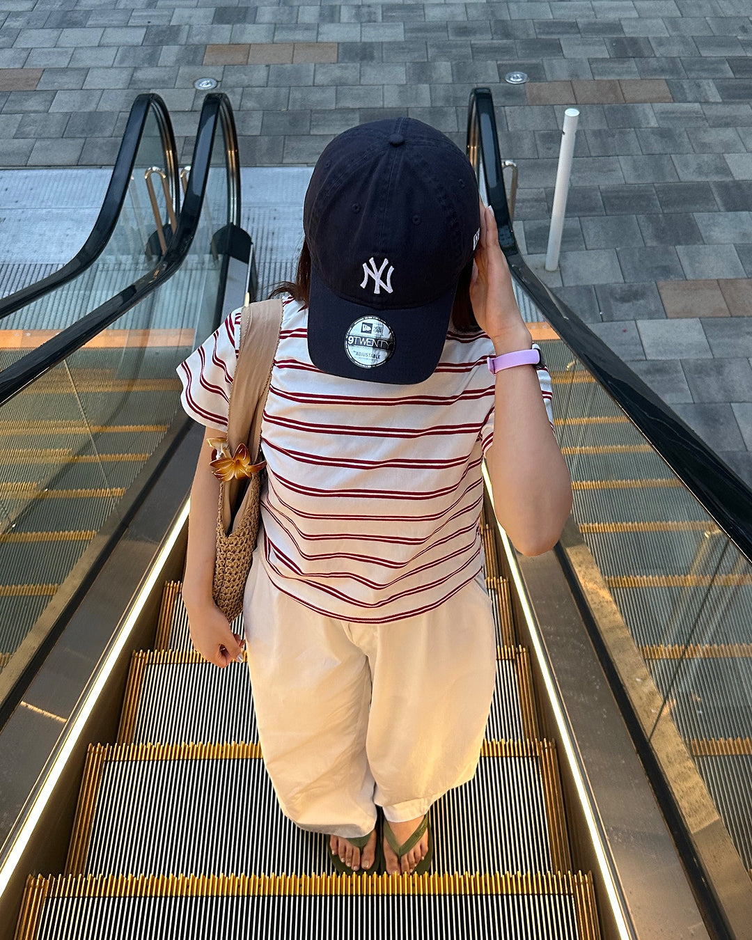 クロップドダブルボーダーTシャツ AY1301