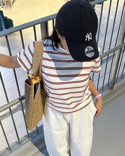クロップドダブルボーダーTシャツ AY1301