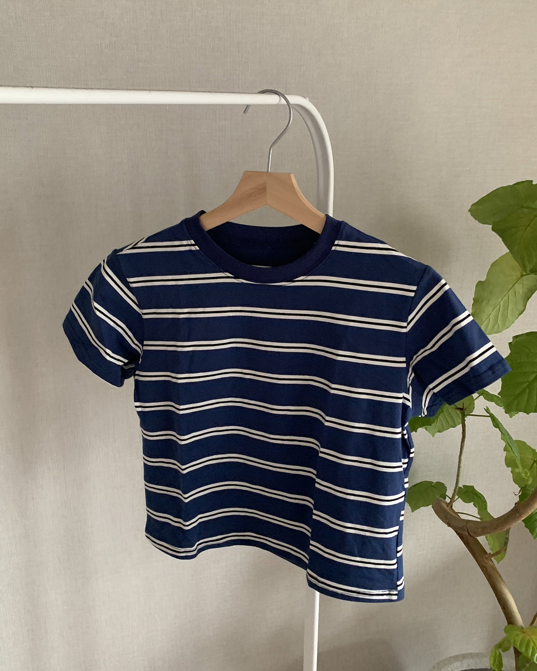 クロップドダブルボーダーTシャツ AY1301