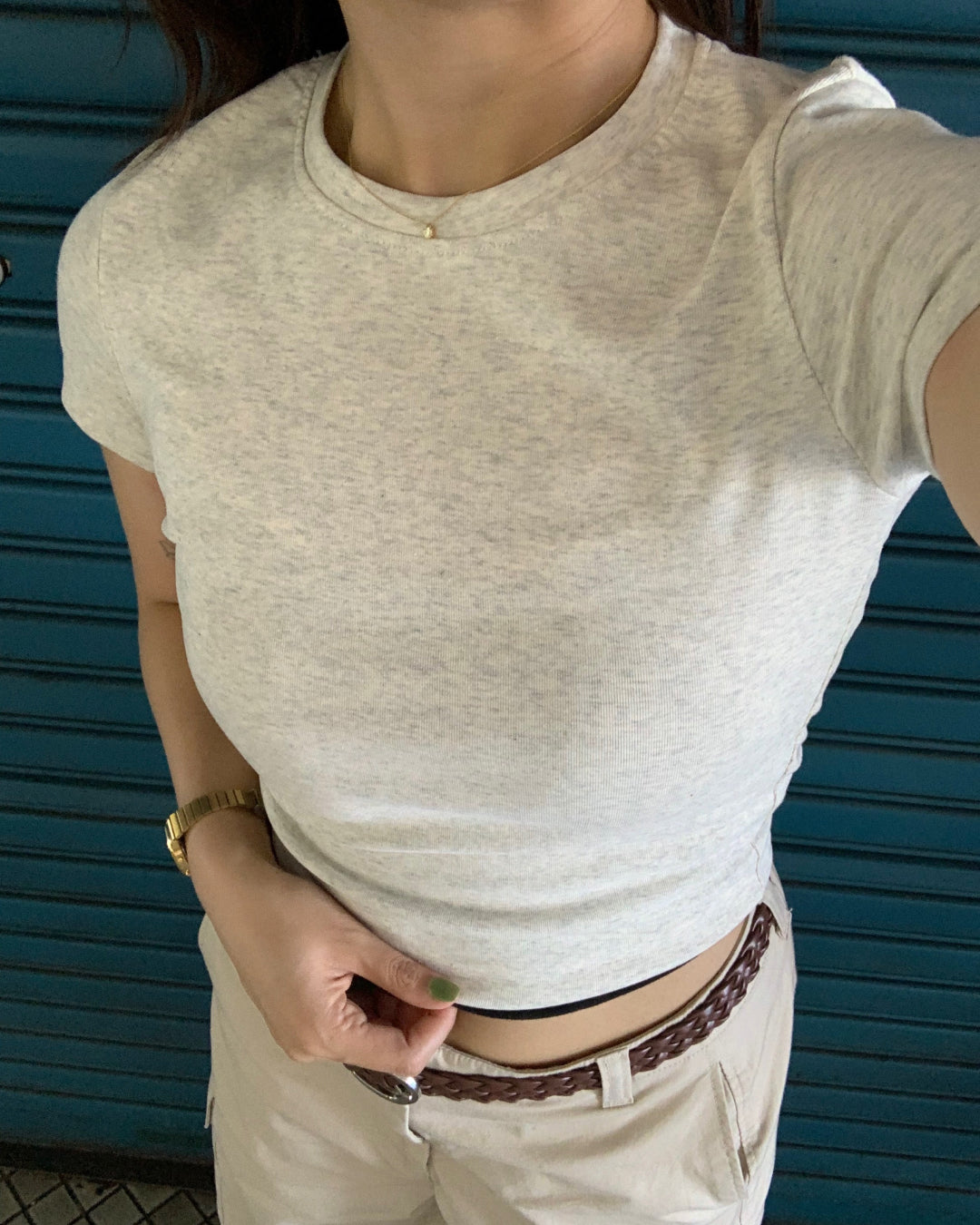 フィットクロップドTシャツ AY1309