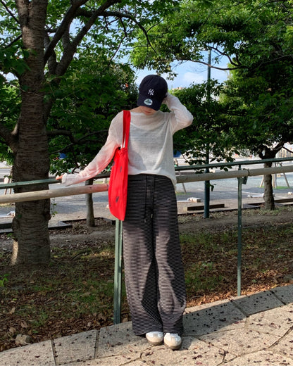 ボーダーワイドパンツAY1320