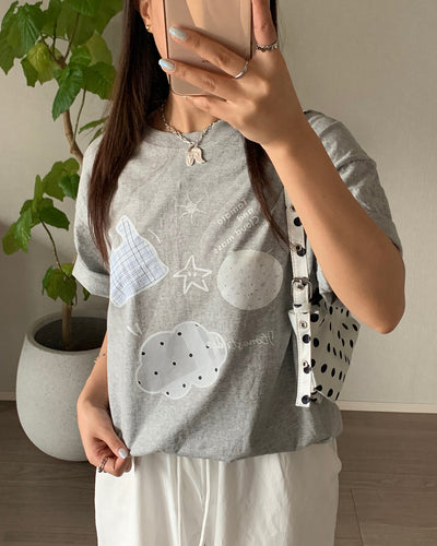 コラージュアートルーズフィットTシャツ AY1328