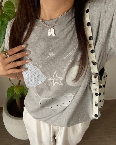 コラージュアートルーズフィットTシャツ AY1328