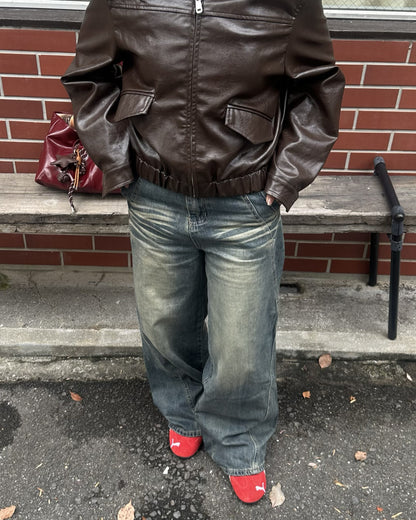 レトロウォッシュデニムパンツ AY3002