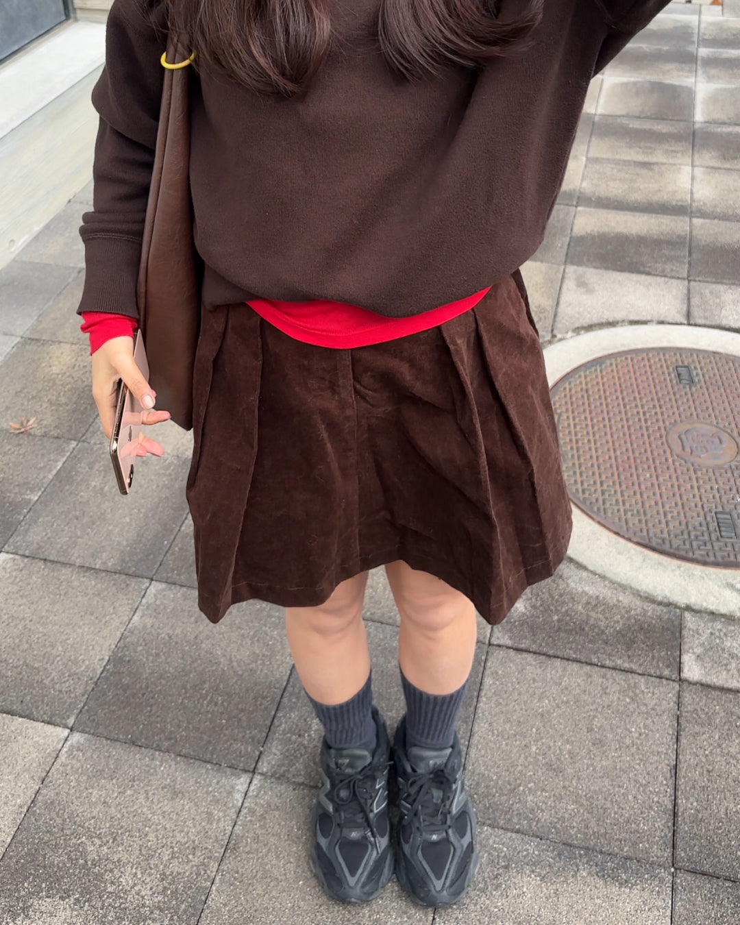 【即納】コーデュロイボックスプリーツスカート AY5005