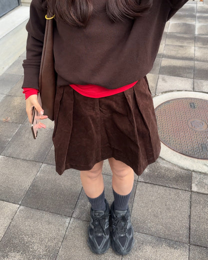 【即納】コーデュロイボックスプリーツスカート AY5005