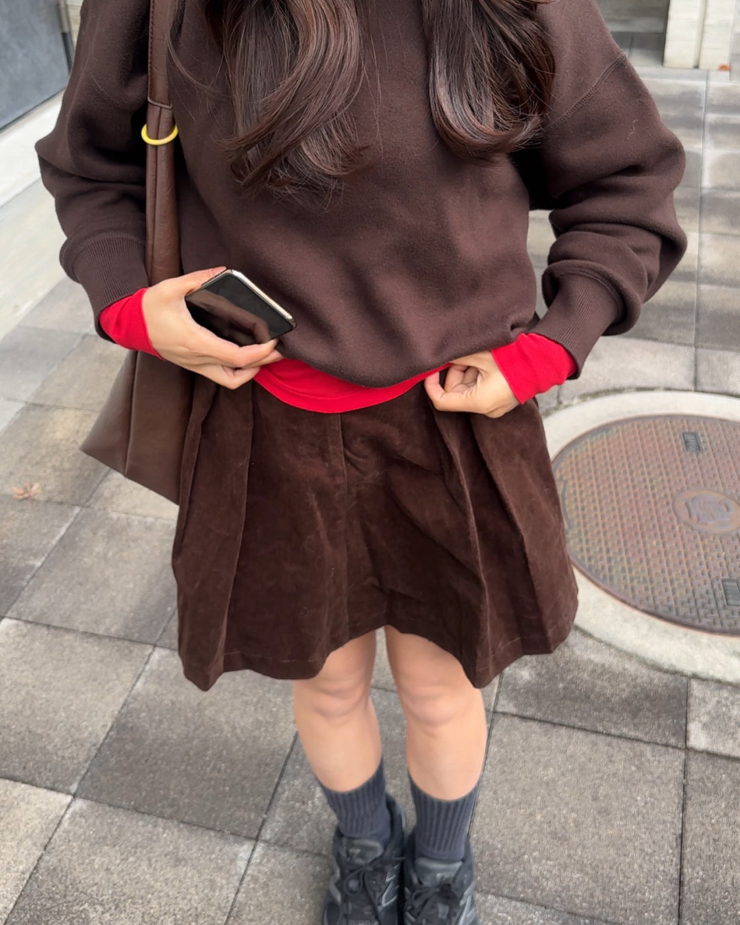 【即納】コーデュロイボックスプリーツスカート AY5005