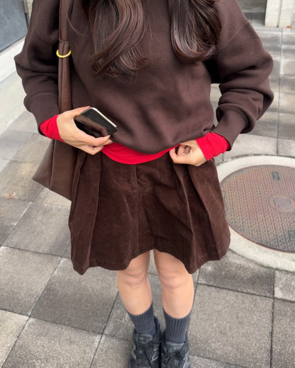 【即納】コーデュロイボックスプリーツスカート AY5005