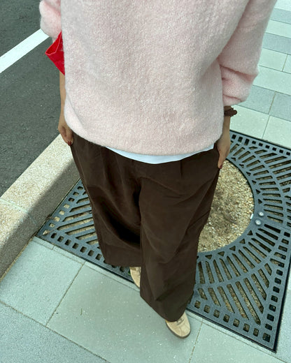 【即納】ベルト付きワイドストレートコットンパンツ AY5006