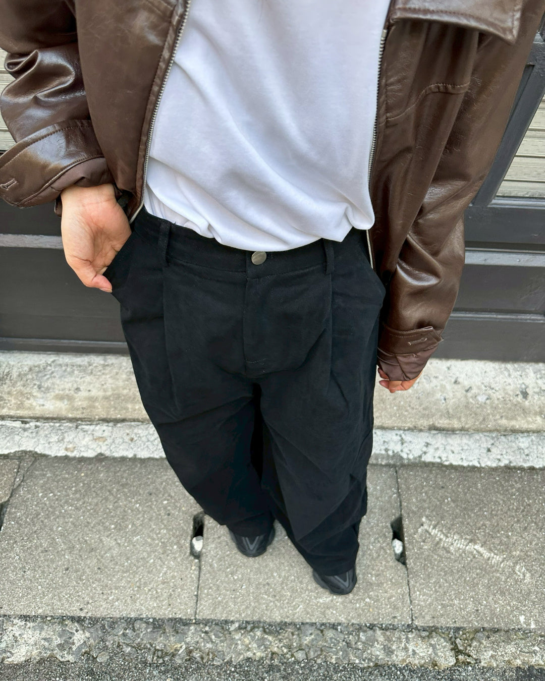 【即納】ベルト付きワイドストレートコットンパンツ AY5006