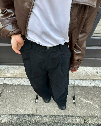 【即納】ベルト付きワイドストレートコットンパンツ AY5006