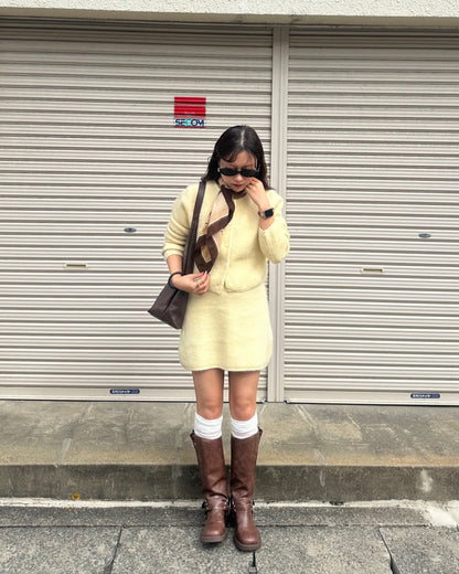 【即納】シャギークルーネックカーディガン AY5007