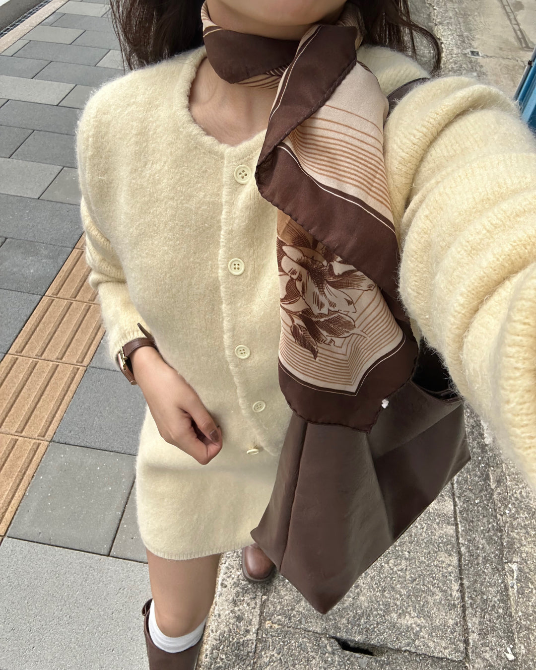 【即納】シャギークルーネックカーディガン AY5007