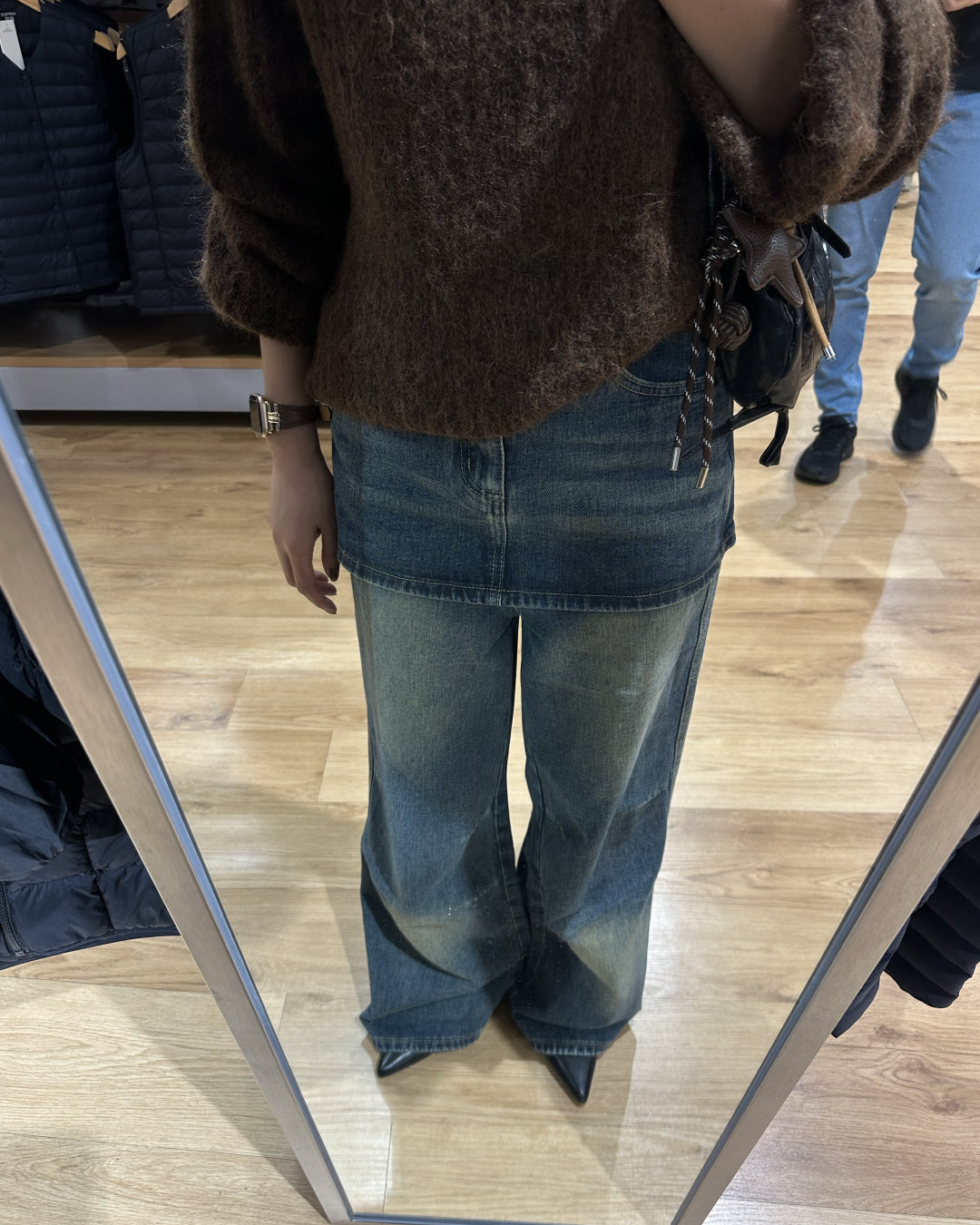 【即納】レイヤードスカートデニムパンツ AY5014