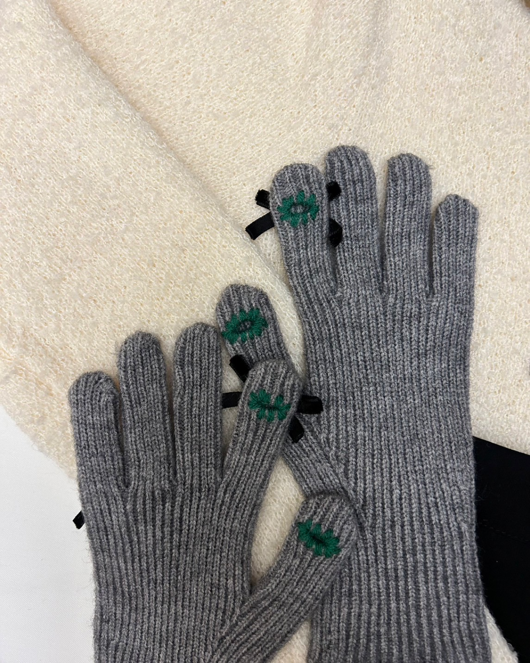 Ribbon wool gloves B0019