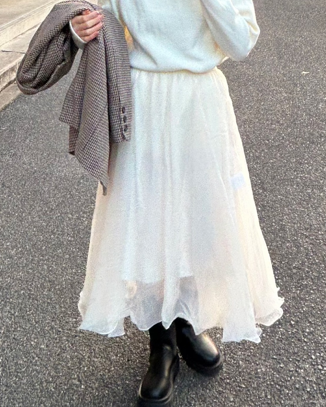 ホワイトメッシュスカート B0025