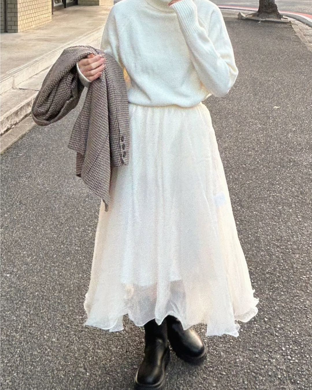 ホワイトメッシュスカート B0025