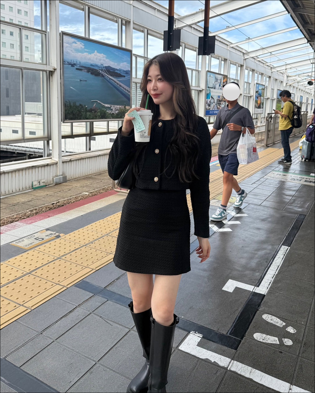 【再販】ブラックツイードショートジャケット　B0239