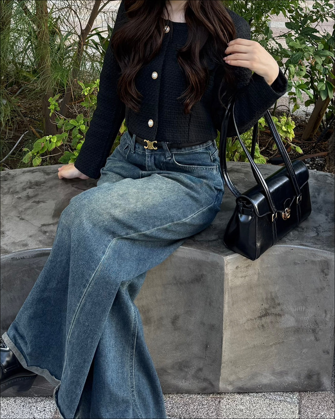 【Loungedress】ツイードショートジャケット ブラック LOUNGEDRESS（ラウンジドレス）の「ツイードショートジャケット