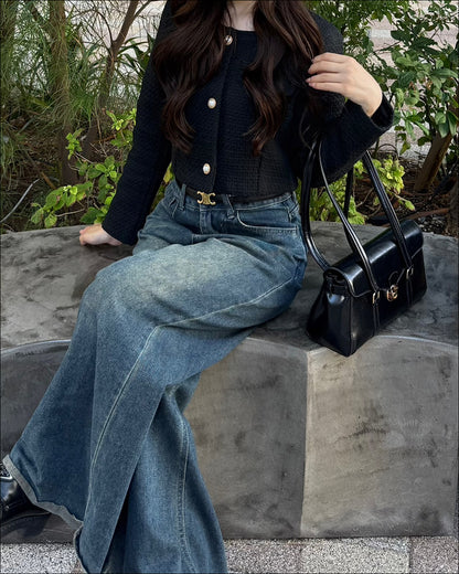 【再販】ブラックツイードショートジャケット　B0239