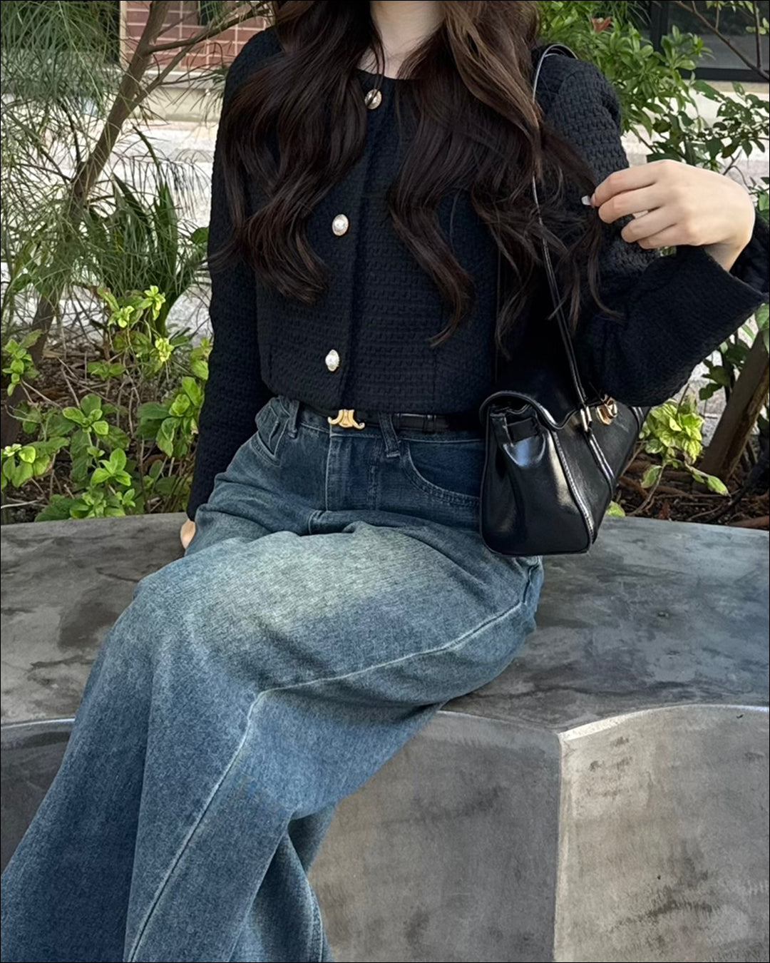 【再販】ブラックツイードショートジャケット　B0239