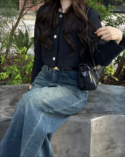 【再販】ブラックツイードショートジャケット　B0239