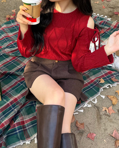 ハイウエストウールライクショートパンツ
B2162