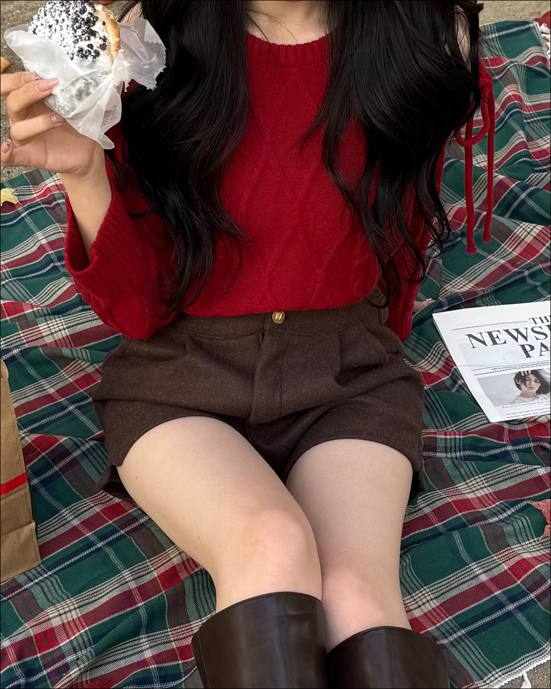 ハイウエストウールライクショートパンツ
B2162