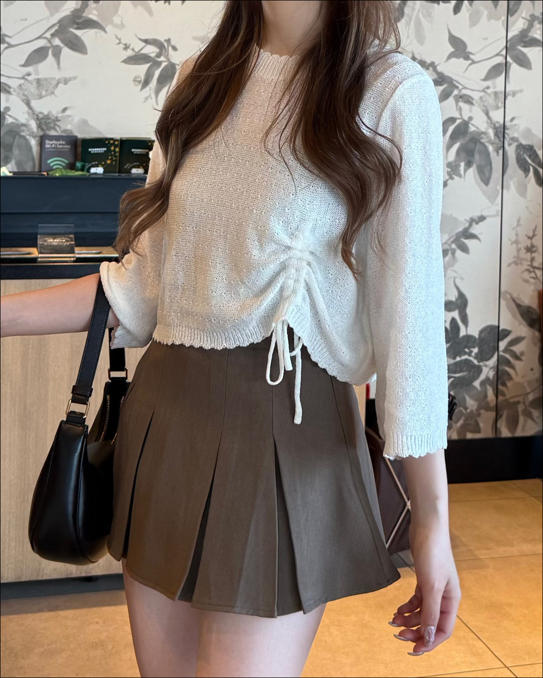 シャーリングリボンシアートップス B2189