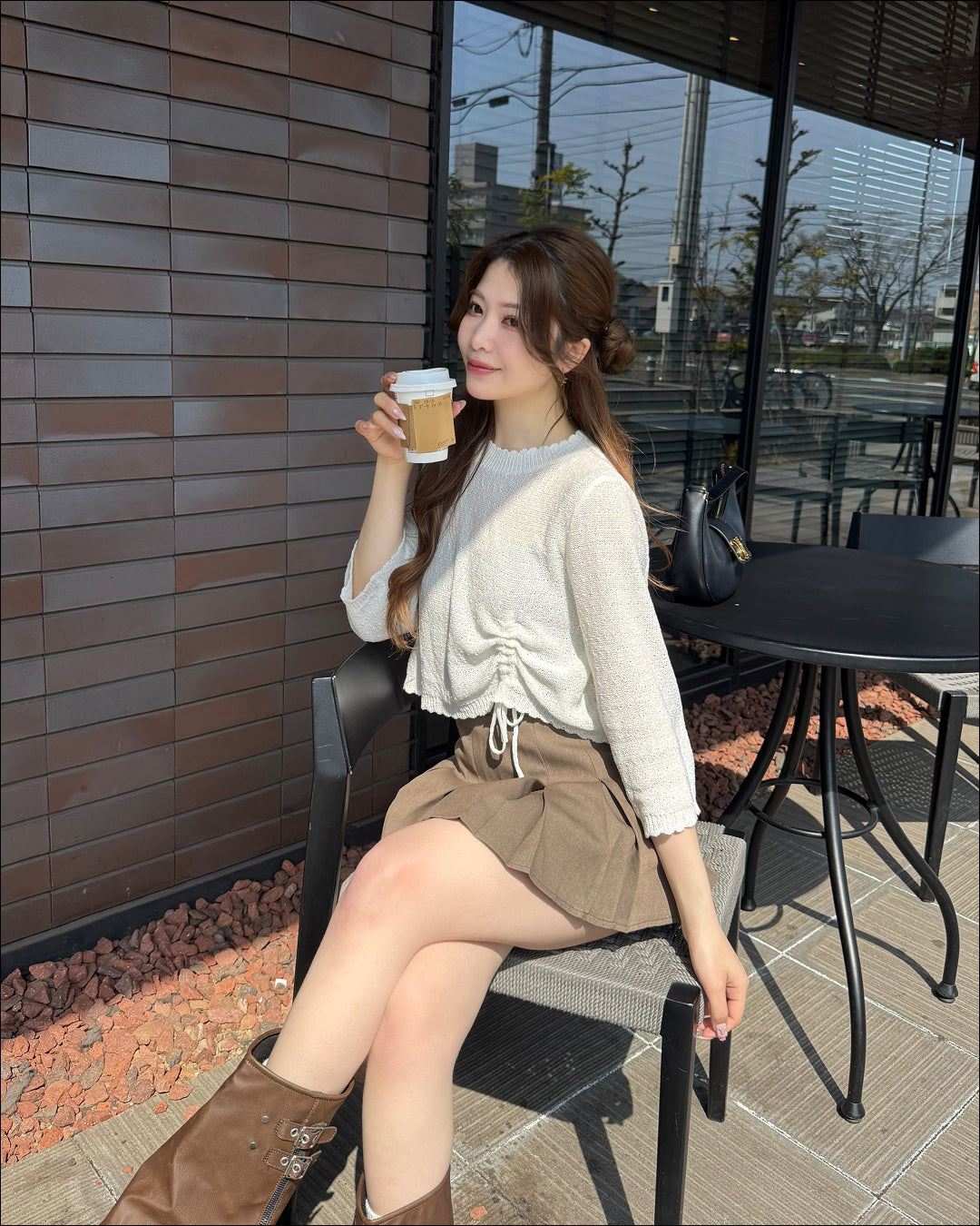 シャーリングリボンシアートップス B2189