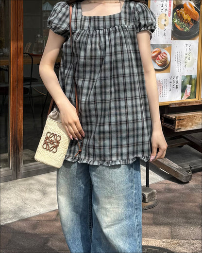 グリーンチェックフリルチュニック
B2190