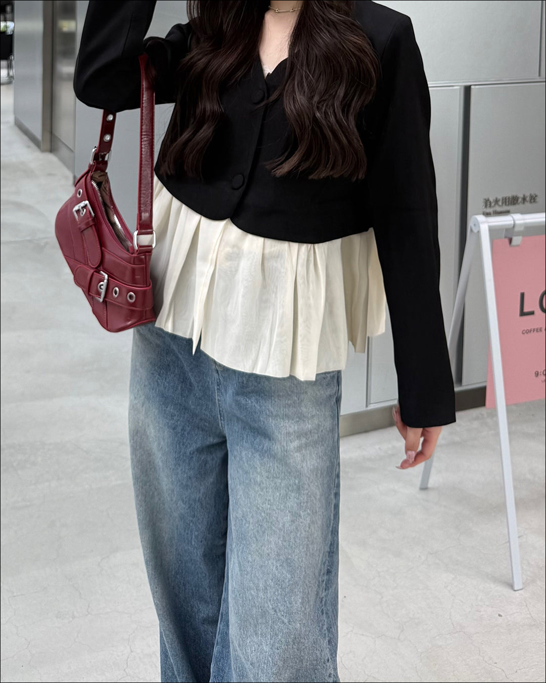 ペプラムレイヤードショートジャケット B2191