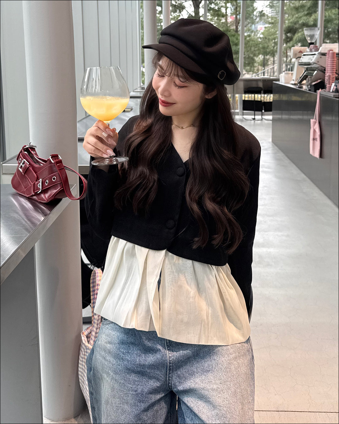 ペプラムレイヤードショートジャケット B2191