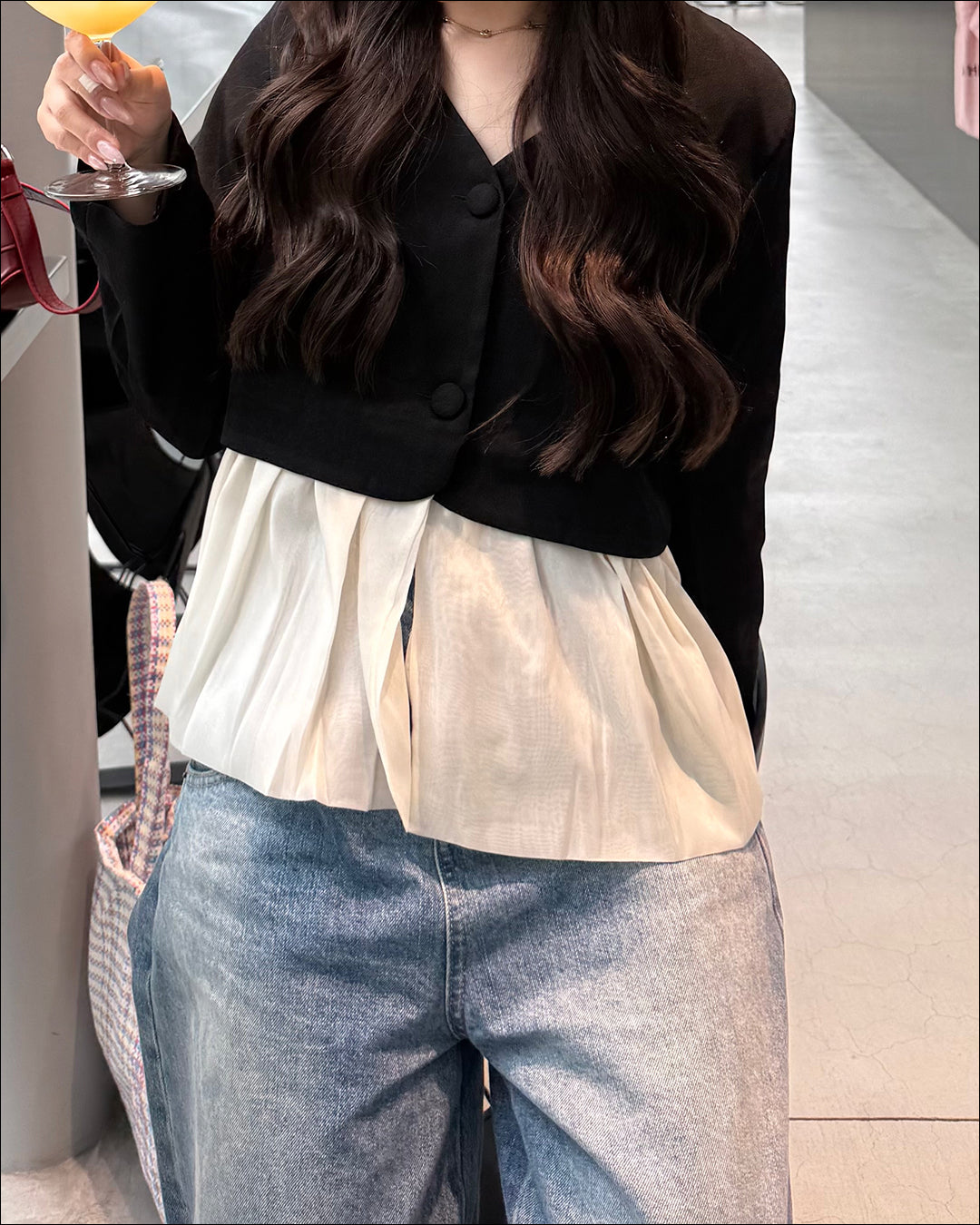 ペプラムレイヤードショートジャケット B2191