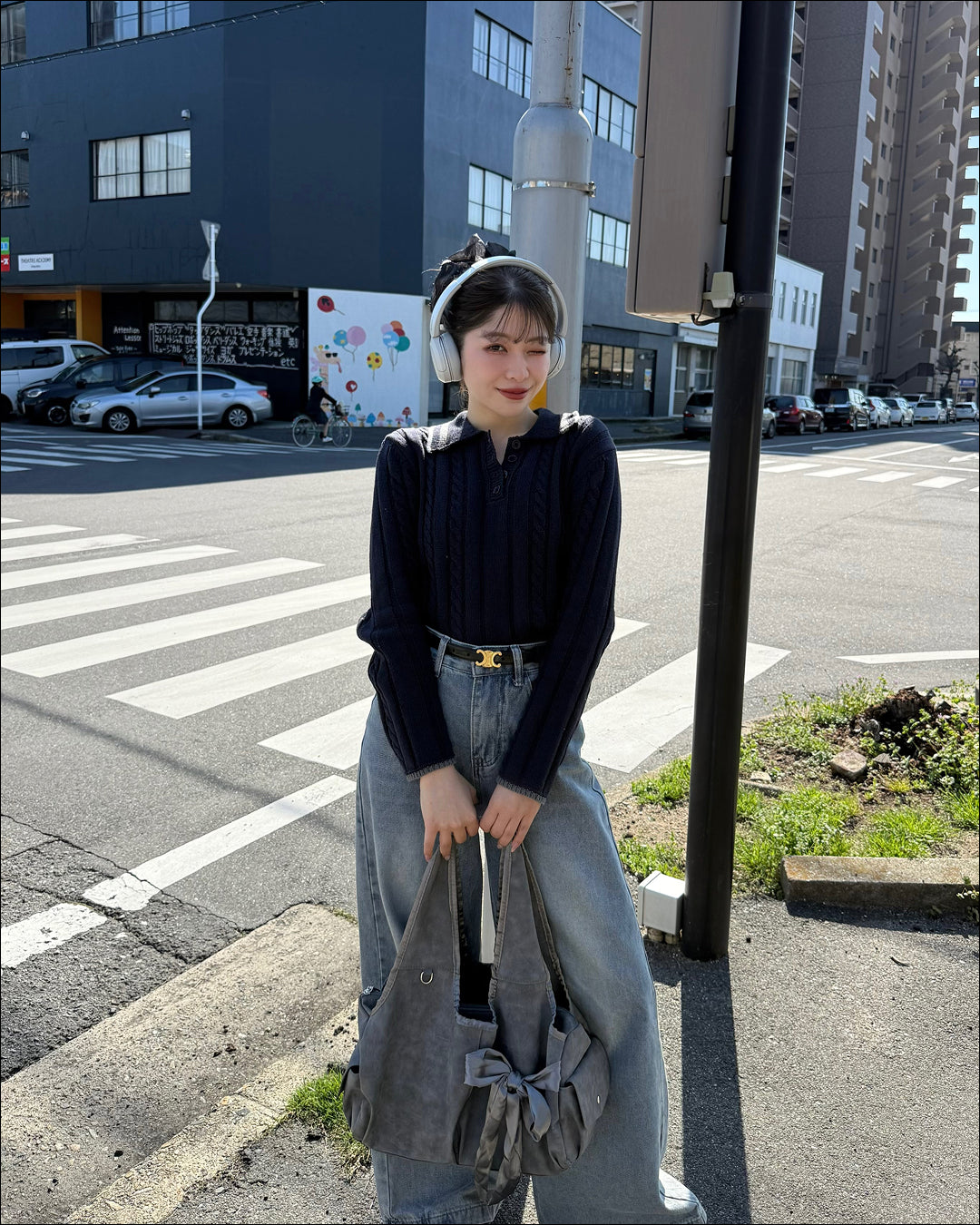 ラインネックニットポロ B2199