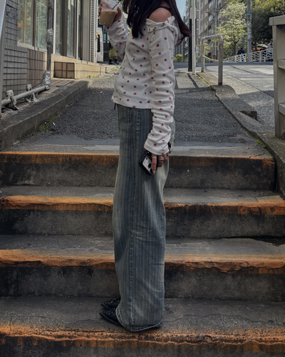 【即納】ストライプストレートパンツ BB0005