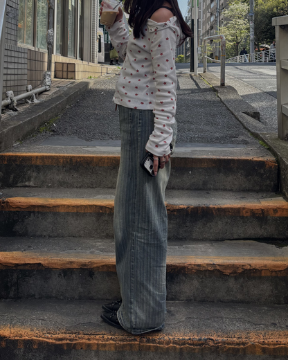 ストライプストレートパンツ BB0005