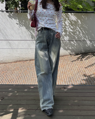 【即納】ストライプストレートパンツ BB0005