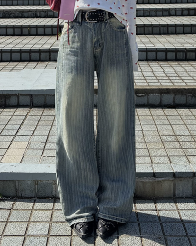 【即納】ストライプストレートパンツ BB0005