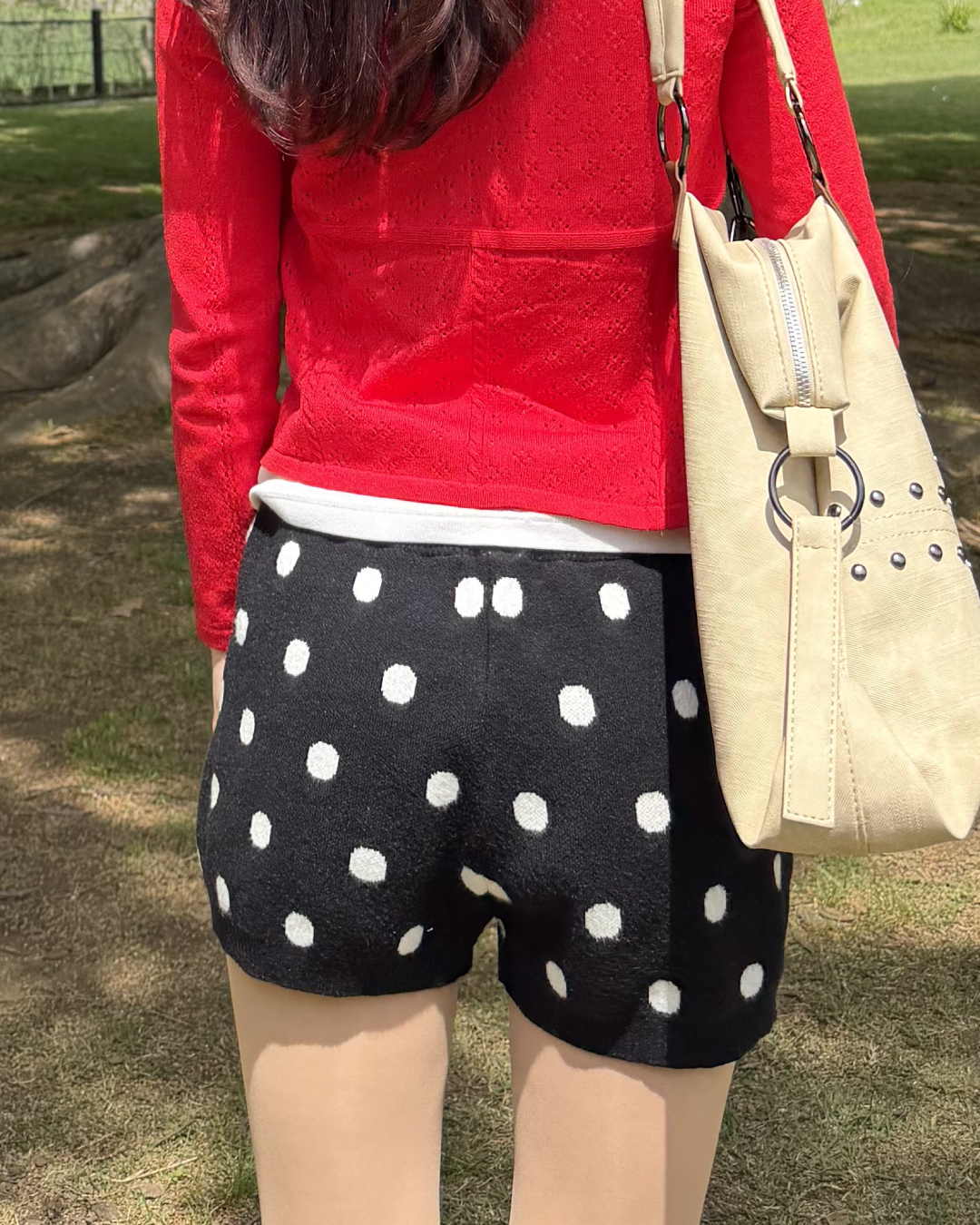 ポルカドットニットショートパンツ　BB0019