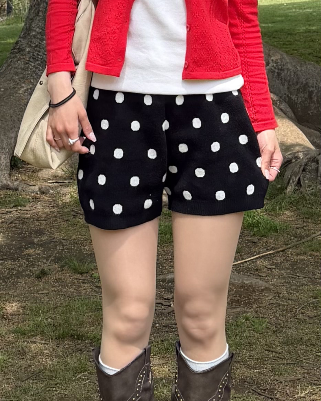 ポルカドットニットショートパンツ　BB0019