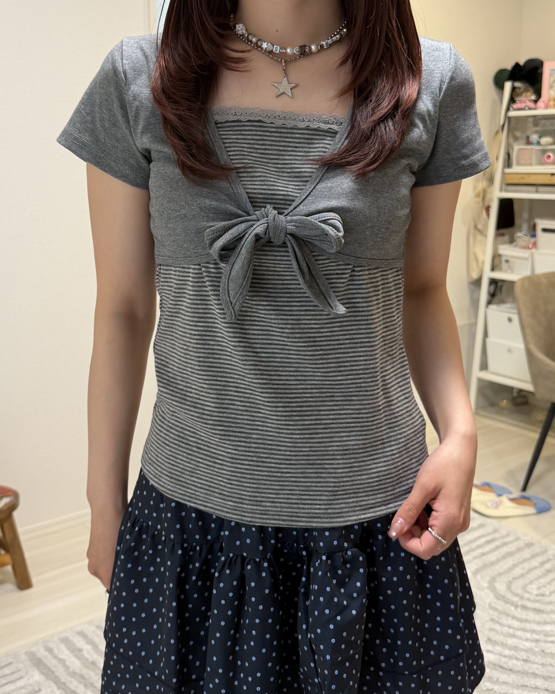レトロストライプレイヤードTシャツ BB0070