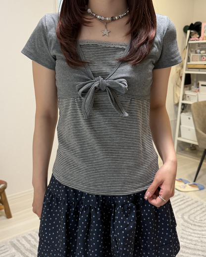 レトロストライプレイヤードTシャツ BB0070