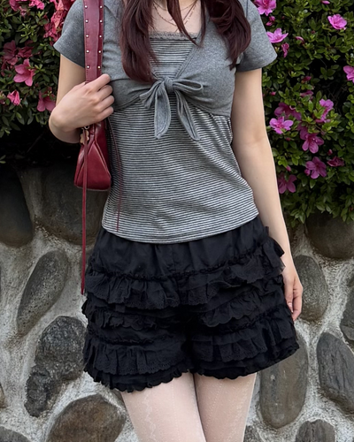 レトロストライプレイヤードTシャツ BB0070