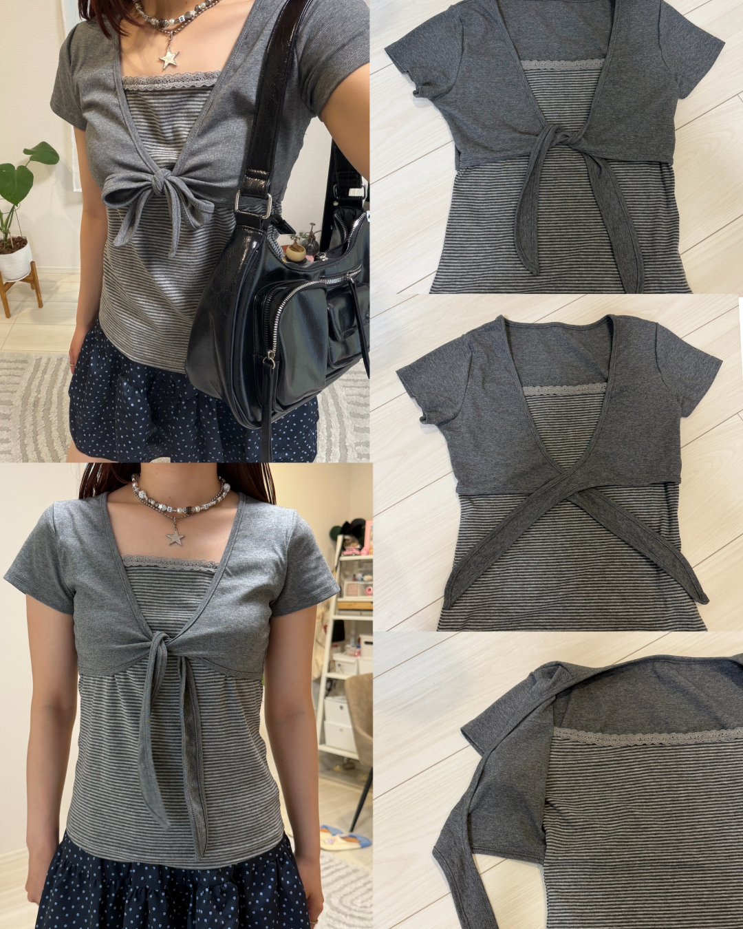 レトロストライプレイヤードTシャツ BB0070