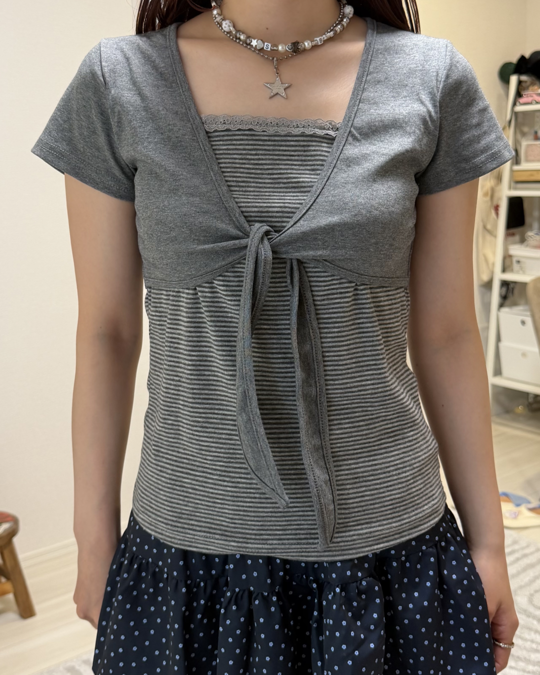 レトロストライプレイヤードTシャツ BB0070