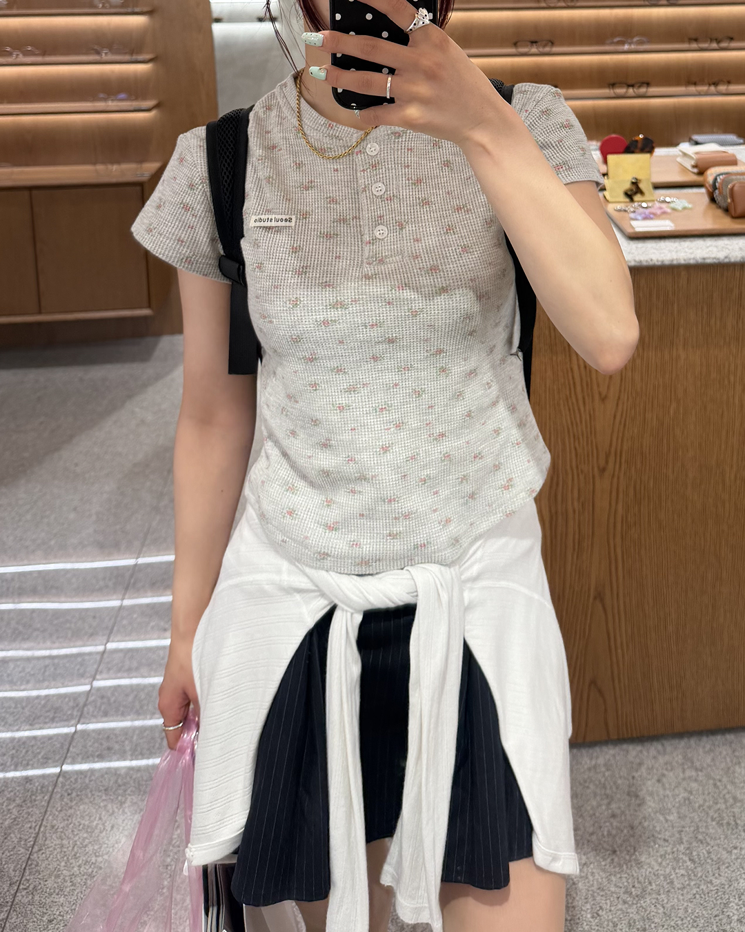 花柄ヘンリーネックT BB0121